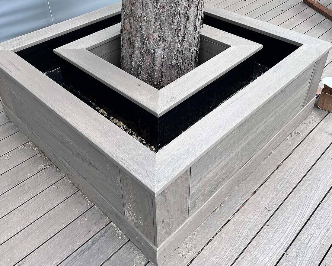 Composite planter built into a deck